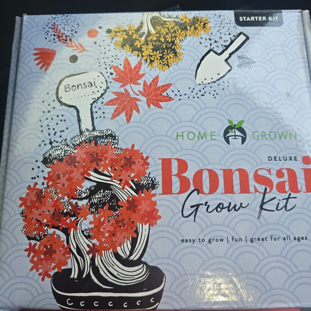 Home Grown Deluxe Bonsai Tree Grow Kit Premium Ceramic Starter Set w 4 Bonsai